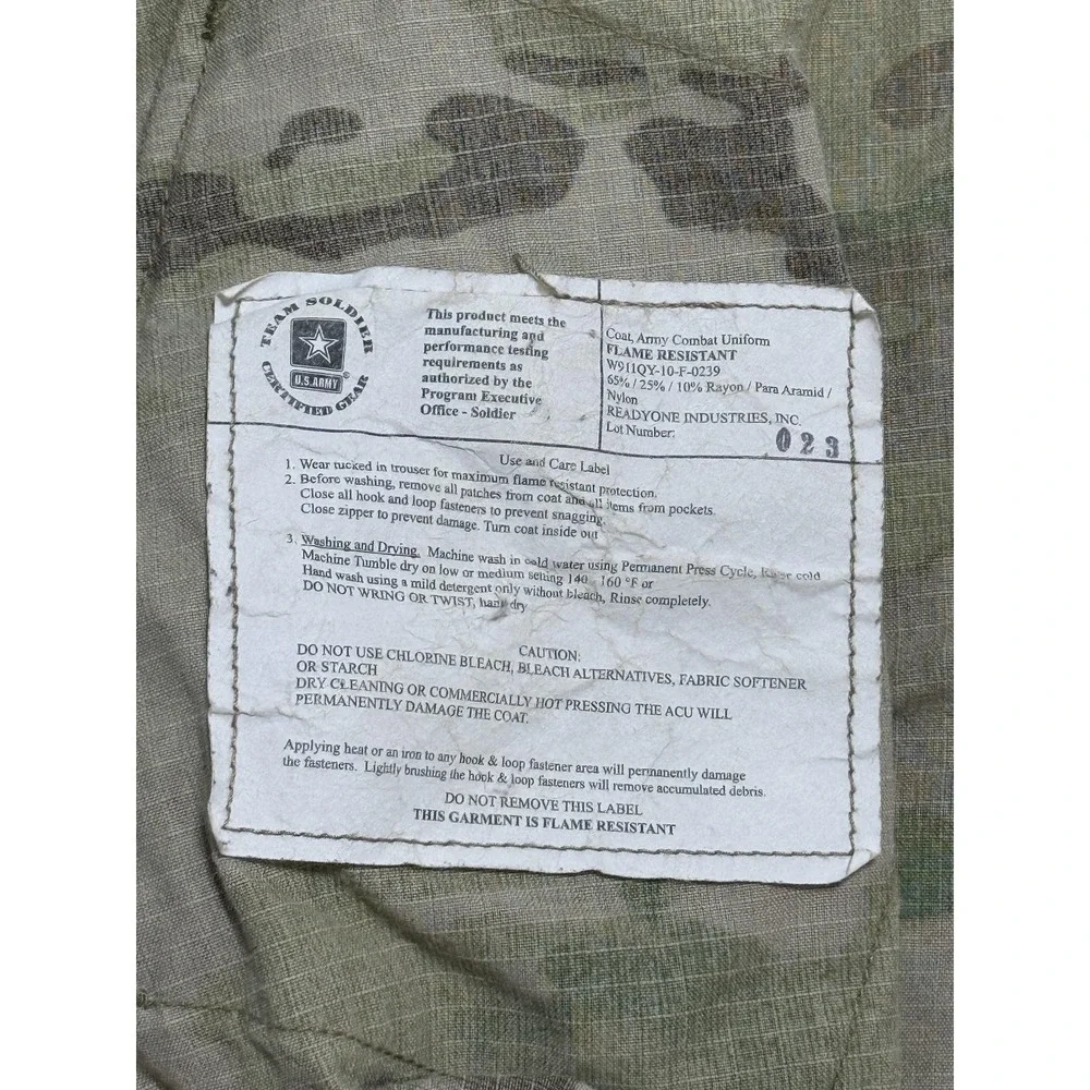 US Army ACU Jacket Mens‎ Large OCP Multicam FR Combat Uniform Ripstop